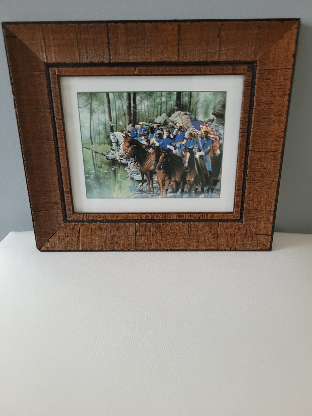 Buffalo Soldiers,Rustic Wood Framed Wall Art with Mounted Print